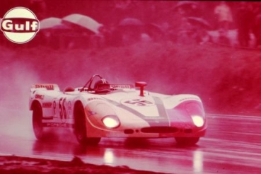 Gulf "Die Rennen der PS-Giganten" Motorracing Advertisingmap 1969 with original Reversalfilms (0781)